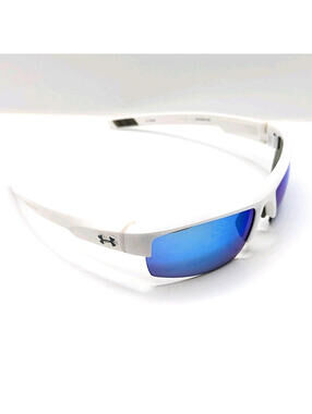 Under Armour UA Igniter Sunglasses Mens White Blue Mirror Wrap UE8628-E18